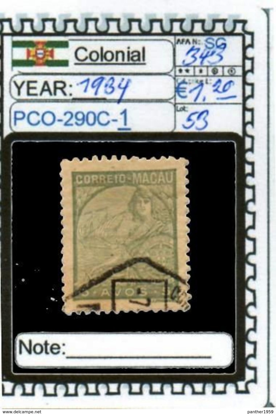 EUROPE:PORTUGAL#ASIA COLONIAL#MACAU#CLASSIC# (PCO-290C-1) (53) - Usati