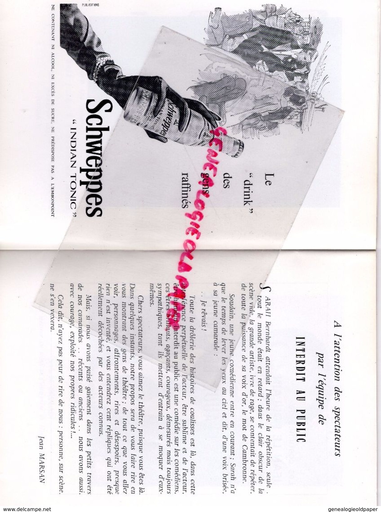 75-PARIS-PROGRAMME THEATRE SAINT GEORGES-MARY MORGAN-INTERDIT AU PUBLIC-JEAN MARSAN-JEAN LE POULAIN-MERCADIER-JOFFO-1968