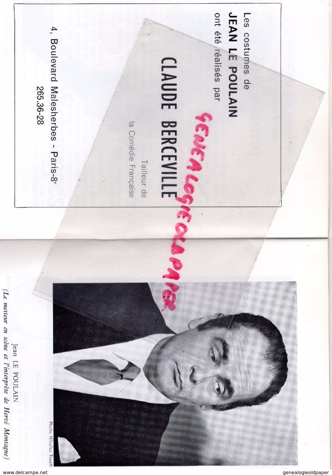 75-PARIS-PROGRAMME THEATRE SAINT GEORGES-MARY MORGAN-INTERDIT AU PUBLIC-JEAN MARSAN-JEAN LE POULAIN-MERCADIER-JOFFO-1968