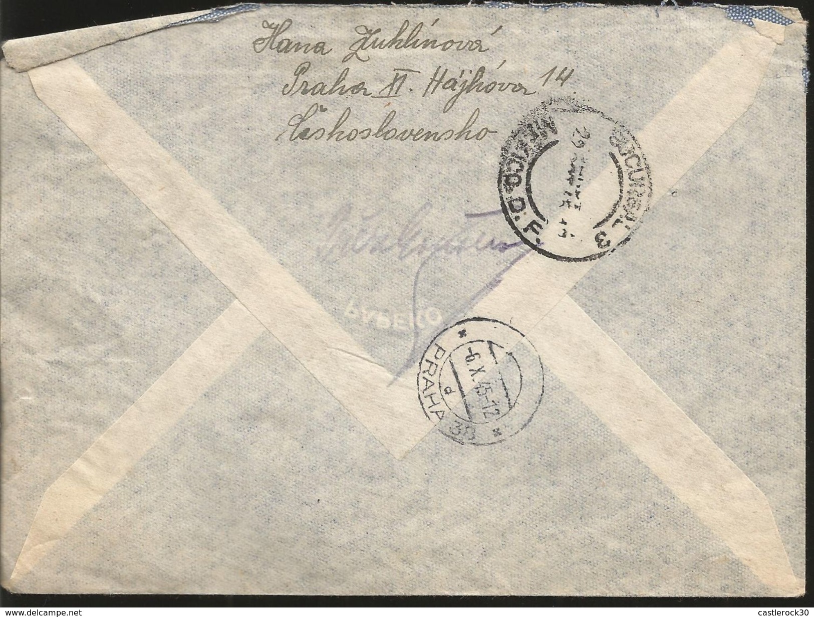 J) 1945 CZECHOSLOVAKIA, HOJAS DE LINDEN Y BUDS, AIRMAIL, CIRCULATED COVER, FROM CZECHOSLOVAKIA TO MEXICO - Covers & Documents