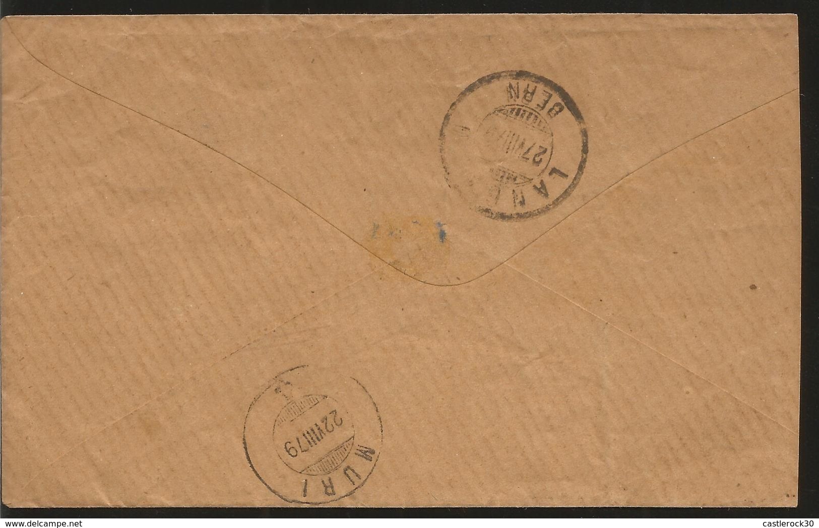 J) 1879 SWITZERLAND, AIRMAIL CIRCULATED COVER, FROM BERN TO MURI - 1843-1852 Federal & Cantonal Stamps