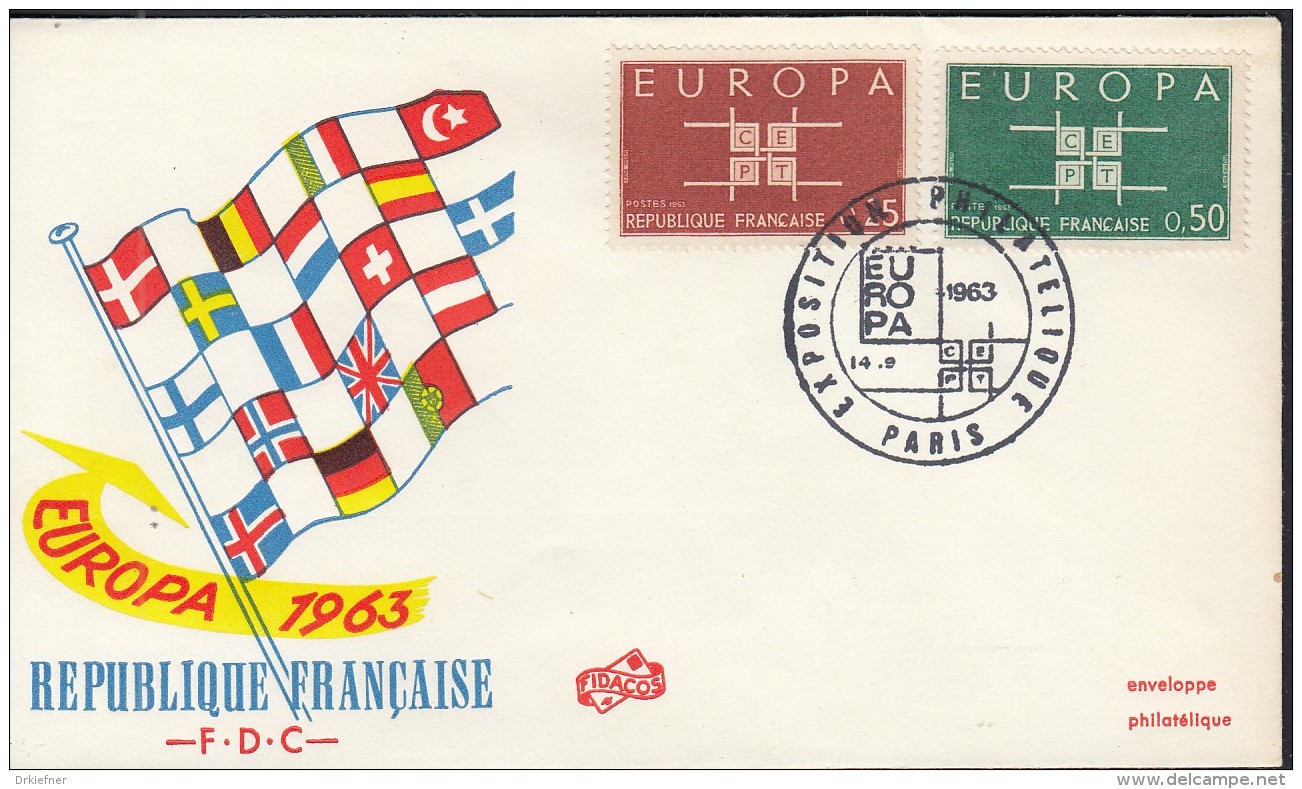 Frankreich, 1450-1451, FDC, Europa CEPT 1963 - 1963