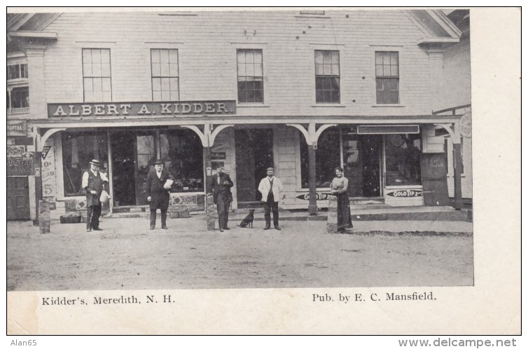 Meredith New Hampshire, Albert A. Kidder General Store, Business Front With Employees , C1900s Vintage Postcard - Other & Unclassified