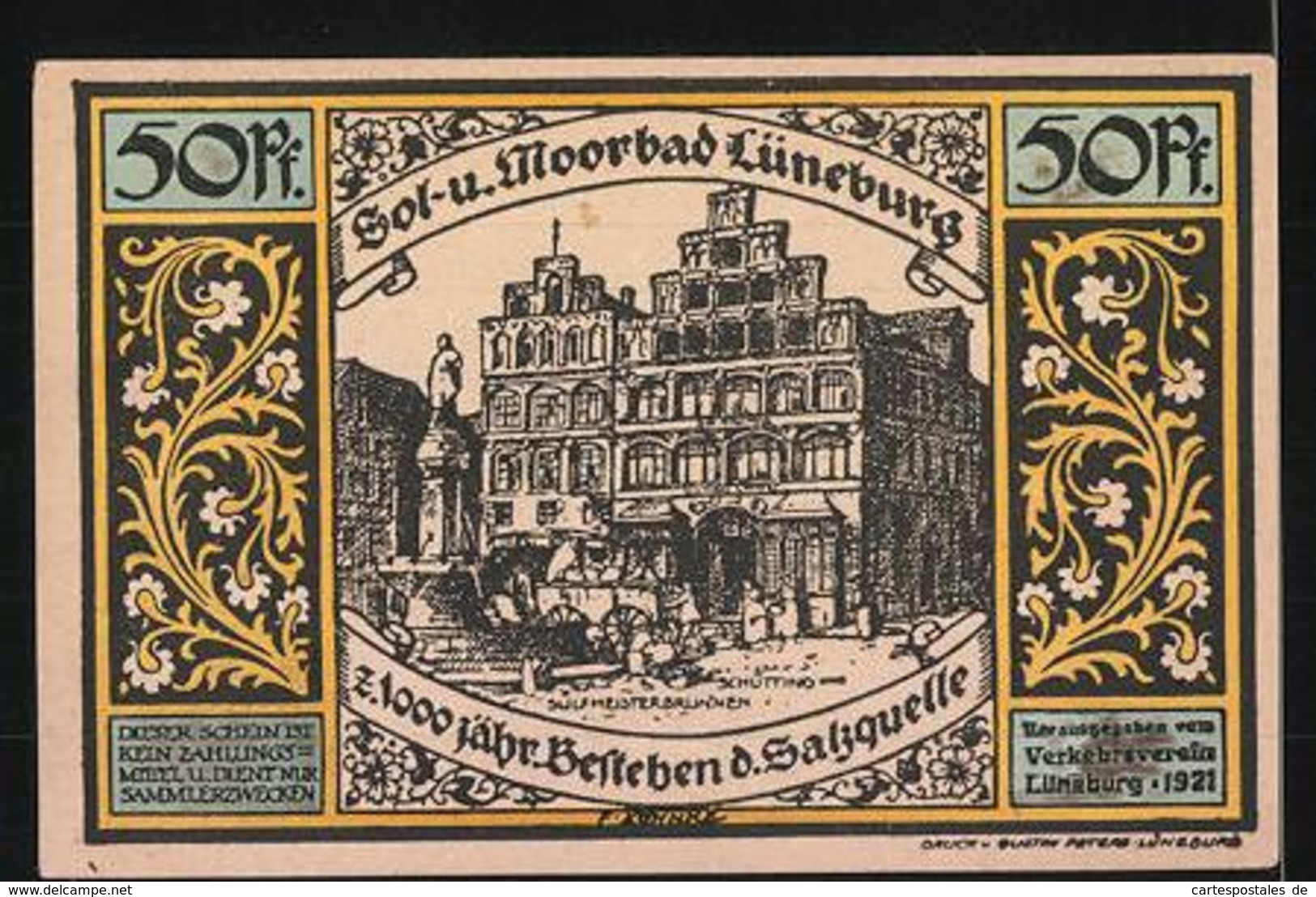 Notgeld Lüneburg 1921, 50 Pfennig, Sulfmeisterbrunnen, Henneberg Wird überfallen - [11] Emissions Locales