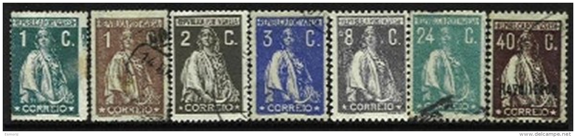 PORTUGAL, AF 208, 214, 221, 235, 239, 241, 490: Yv 208, 214, 228, 232, 246, 414, 509, Plate Cracks, Used, F/VF - Neufs