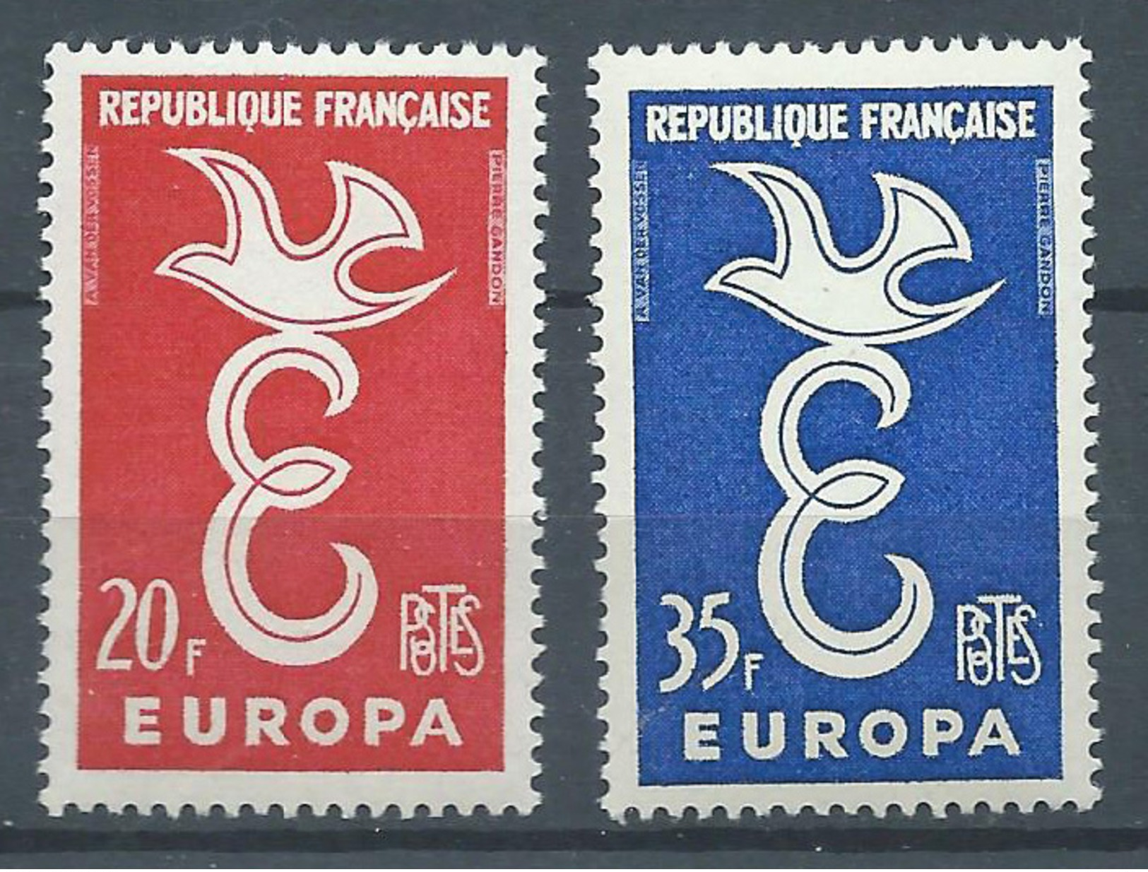 France YT N°1173/1174 Europa 1958 Neuf/charnière * - Neufs