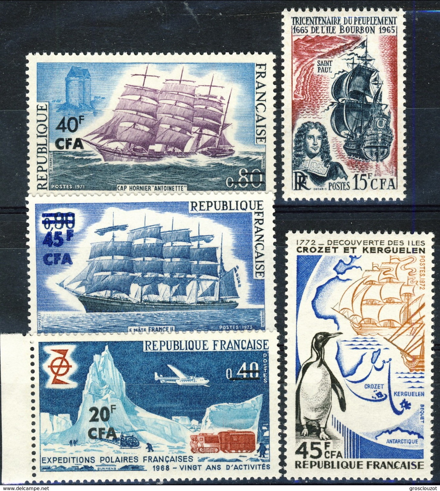 Reunion 1968 - 1973 Velieri E Scoperte MNH Cat. &euro; 10.20 - Nuovi