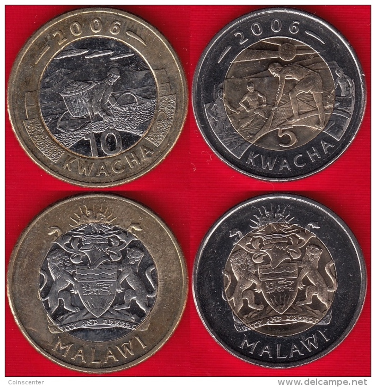 Malawi Set Of 2 Coins: 5 - 10 Kwacha 2006 BiMetallic - Malawi