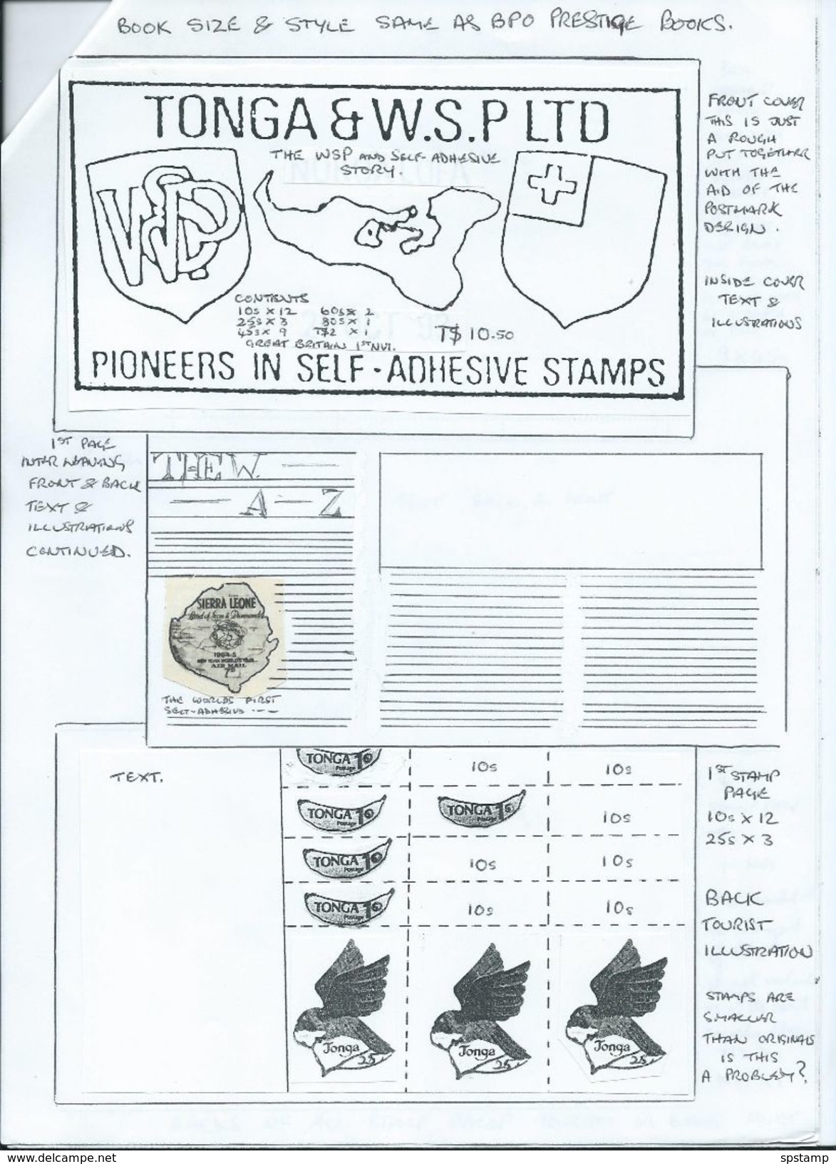 Tonga 1994 Prestige Booklet Fantastic lot of Proofs and printer material for Booklet and FDC