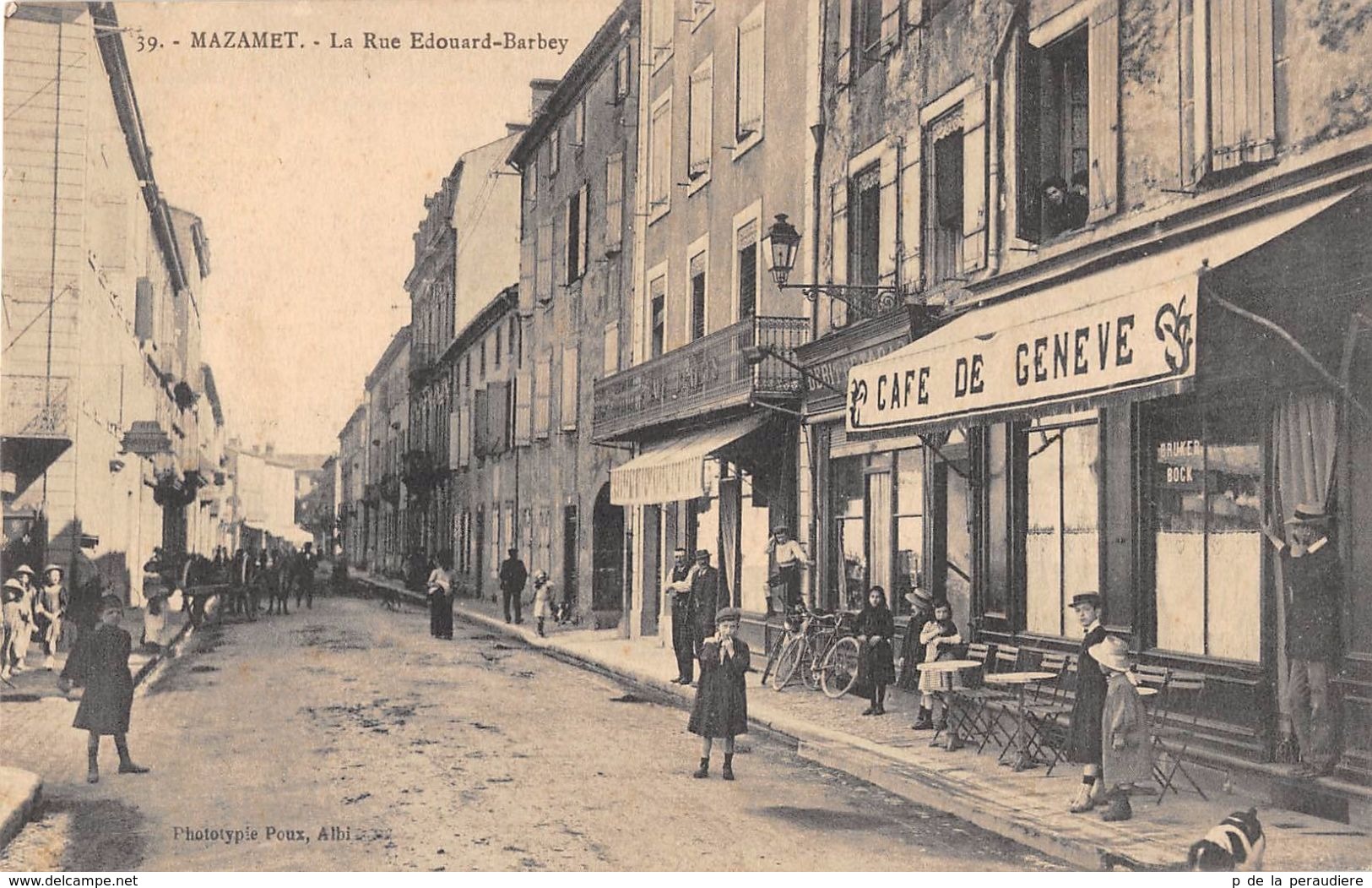 CPA 81 MAZAMET LA RUE EDOUARD BARBEY CAFE DE GENEVE - Mazamet