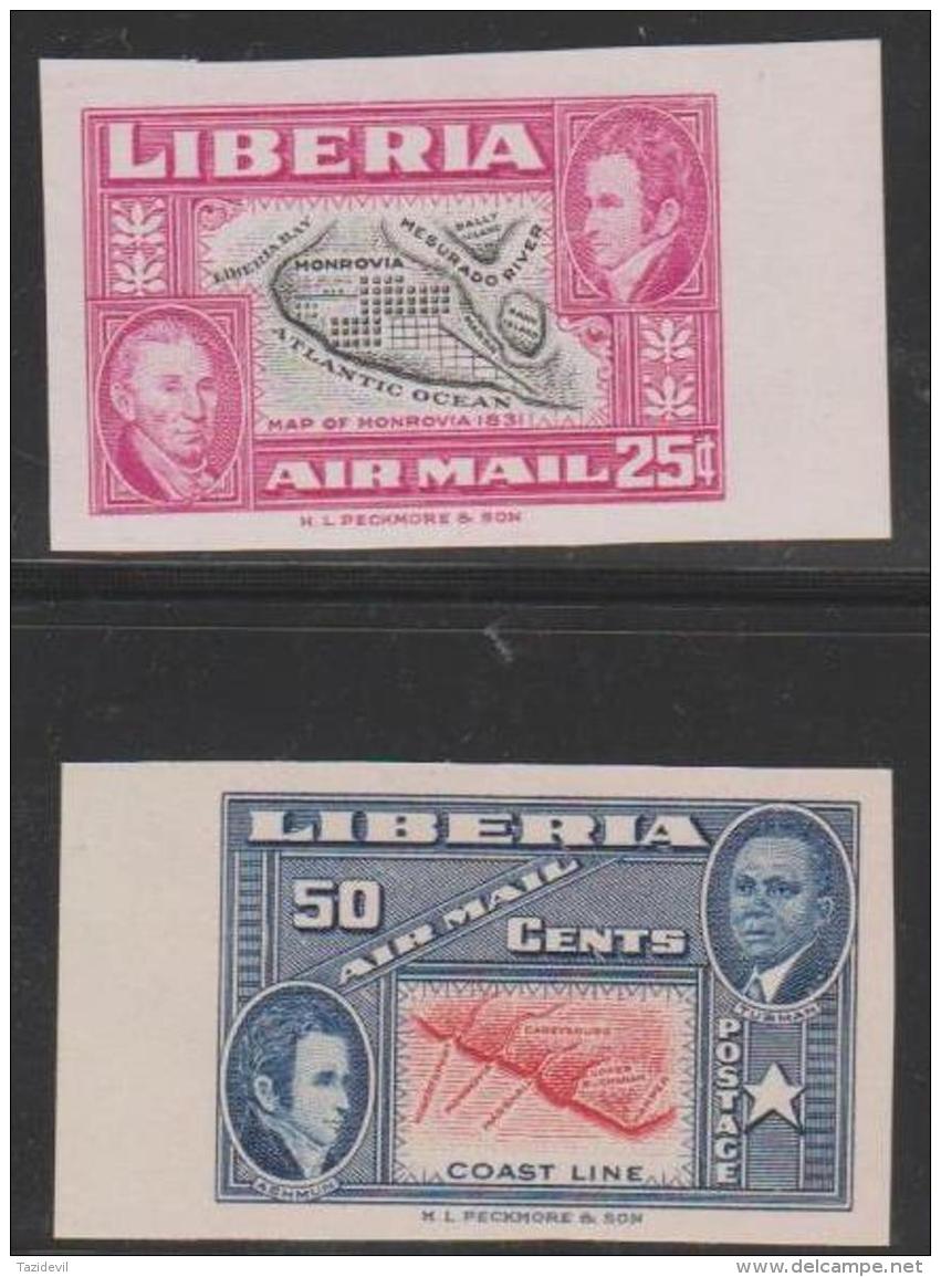 LIBERIA - 1952  25c, 50c Ashmun IMPERF.  Scott C68-69. MNH ** - Liberia