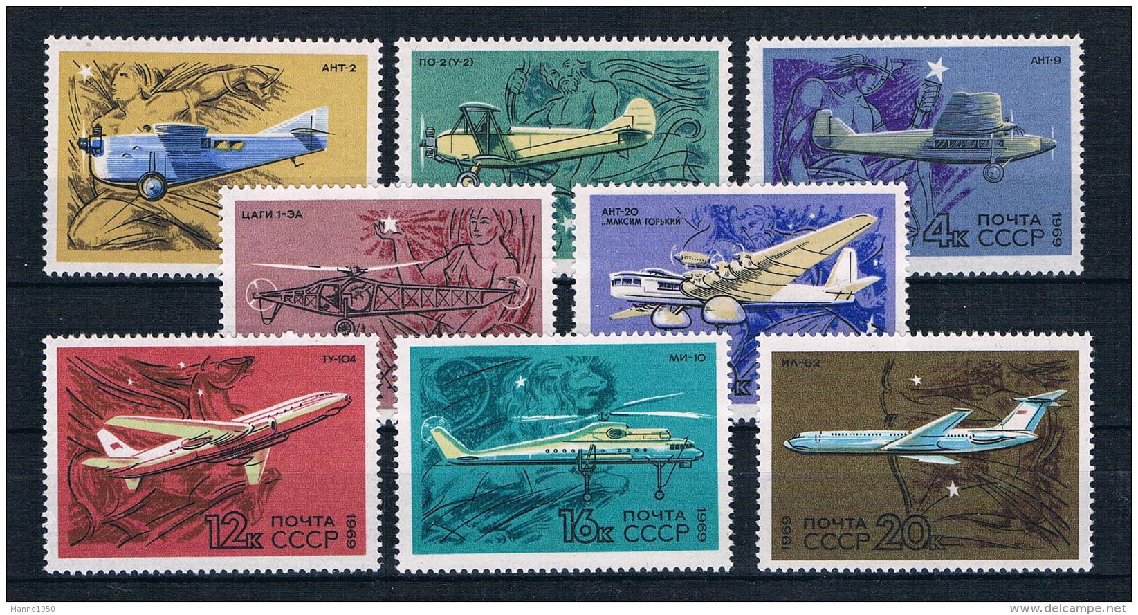 Sowjetunion/UdSSR 1969 Flugzeuge Mi.Nr. 3700/07 Kpl. Satz ** - Unused Stamps