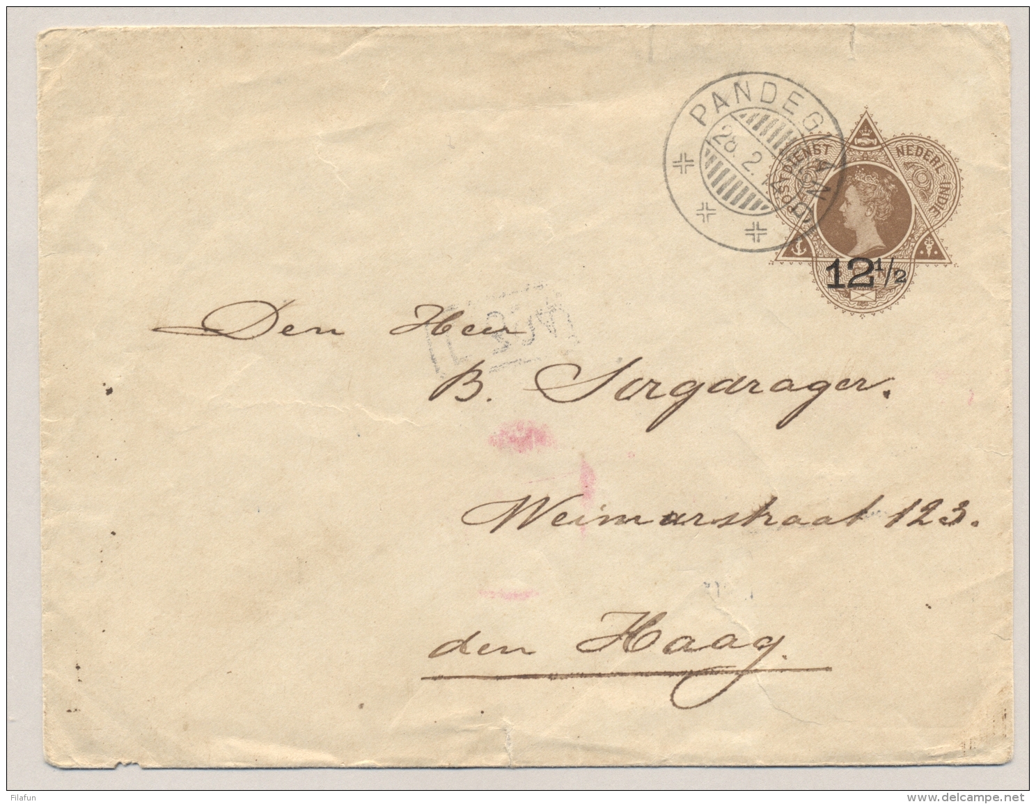 Nederlands Indië - 1914 - 12,5 Cent Envelop G29 Van KB PANDEGLANG Naar Den Haag / Nederland - Nederlands-Indië