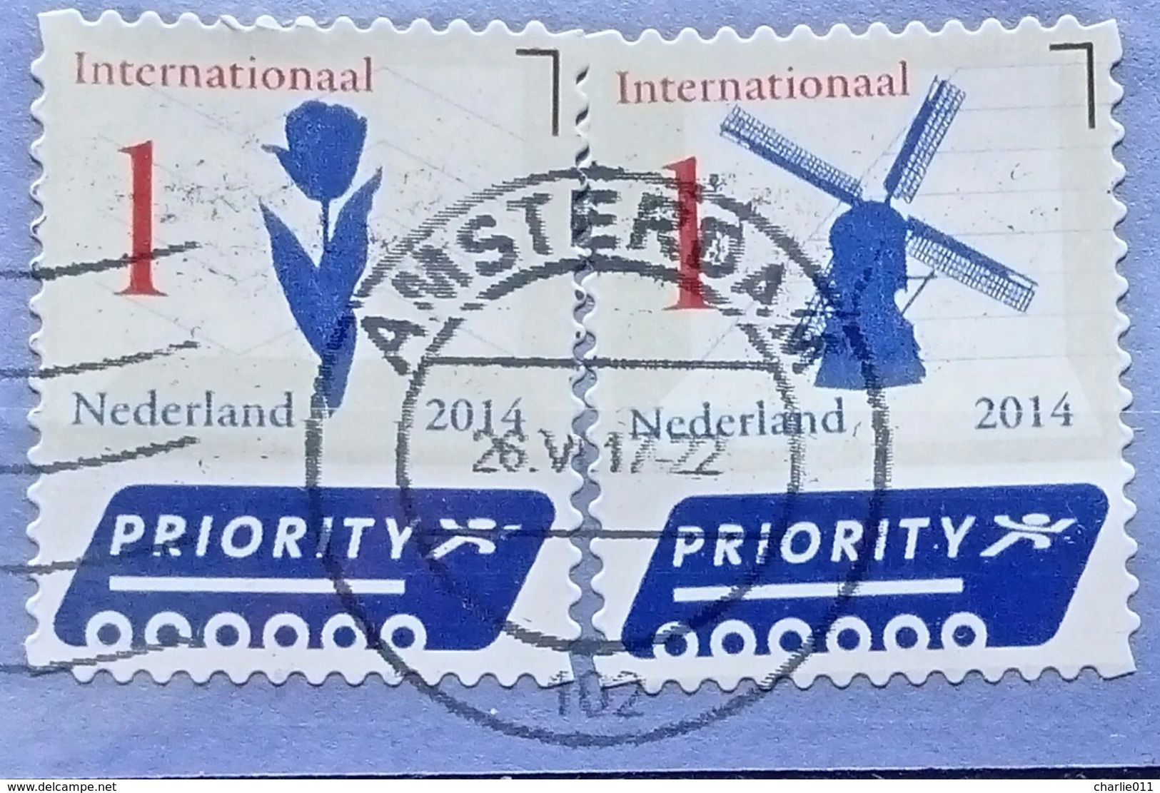 WINDMILL-FLOWER-PRIORITY MAIL-AMSTERDAM-NETHERLAND-2014 - Oblitérés