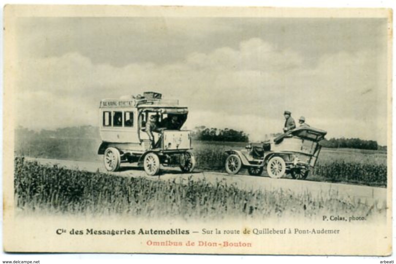 27 QUILLEBEUF ++ Cie Des Messageries Automobiles - Sur La Route De Quillebeuf à Pont-Audemer - Omnibus De Dion-Bouton ++ - Autres & Non Classés