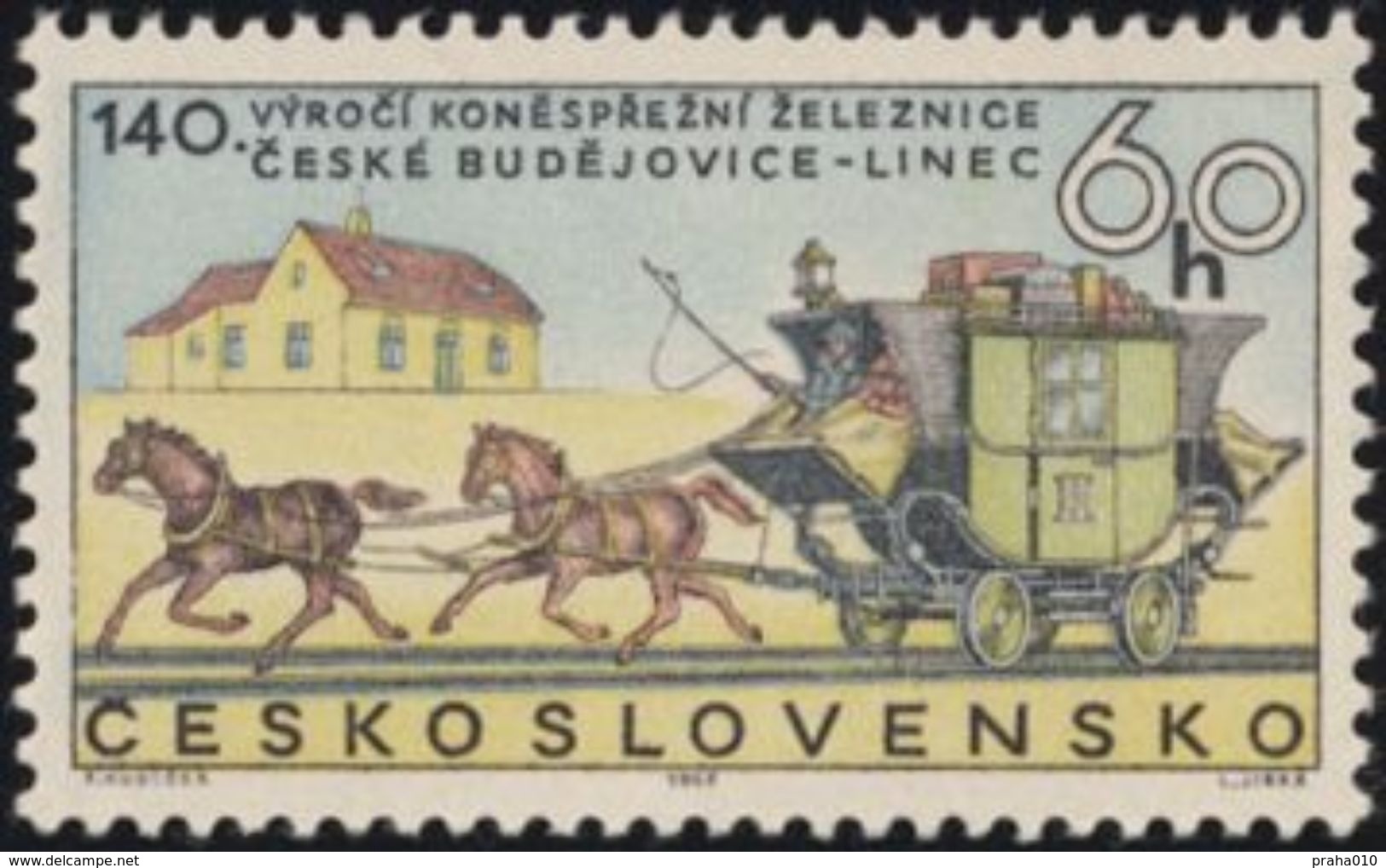 Czechoslovakia / Stamps (1968) 1696: 140 Years Of Horse-drawn Railway (Budweis-Linz); Painter: Frantisek Hudecek - Sonstige (Land)