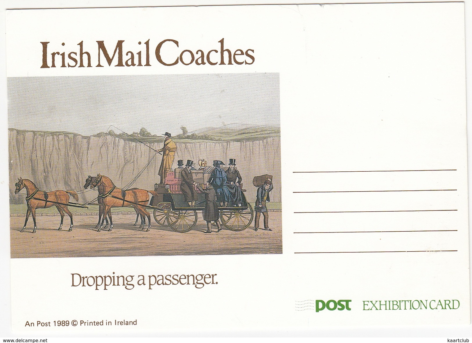 Irish Mail Coaches - Dropping A Passenger - An Post 1989 - Post Exhibition Card - (Ireland) - Andere & Zonder Classificatie