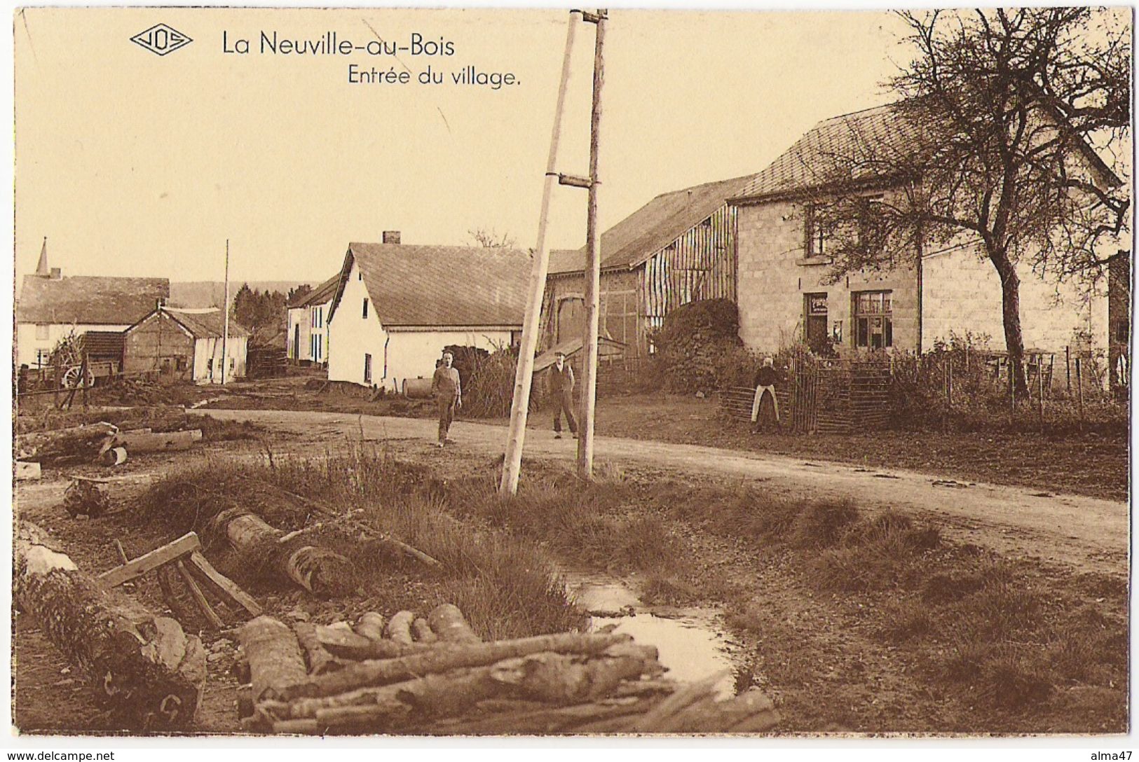 Laneuville-aux-Bois - Entrée  Village Animée - Editeur Jos - Tenneville