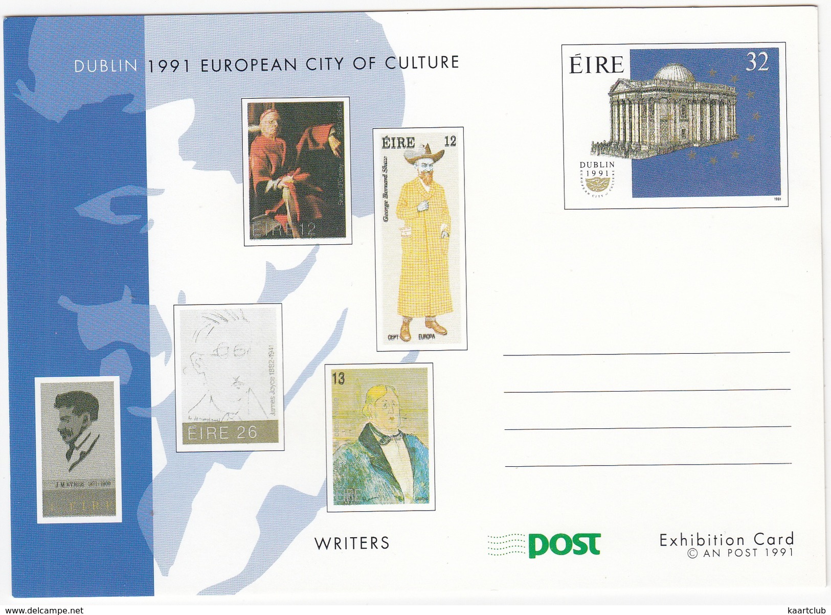 Dublin 1991 European City Of Culture : WRITERS - An Post 1991 - Post Exhibition Card - (Ireland) - Andere & Zonder Classificatie