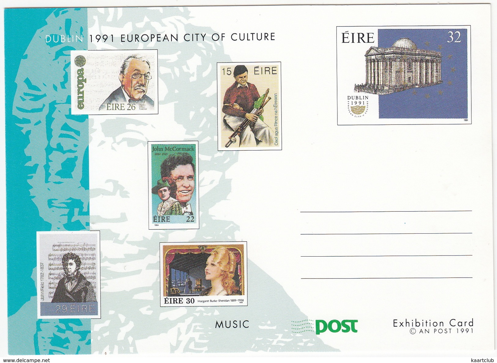 Dublin 1991 European City Of Culture : MUSIC - An Post 1991 - Post Exhibition Card - (Ireland) - Andere & Zonder Classificatie