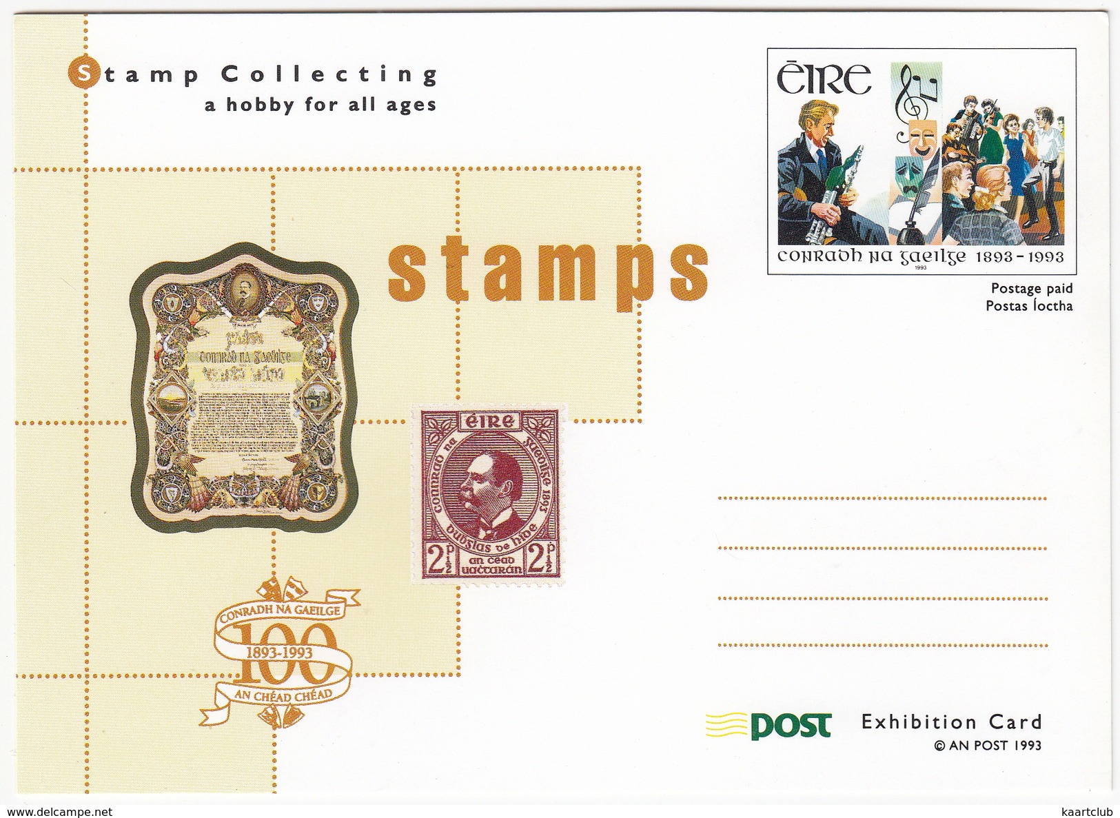 Stamp Collecting A Hobby For All Ages: Conradh Na Gaeilge 1893-1993  - An Post 1993 - Post Exhibition Card - (Ireland) - Andere & Zonder Classificatie