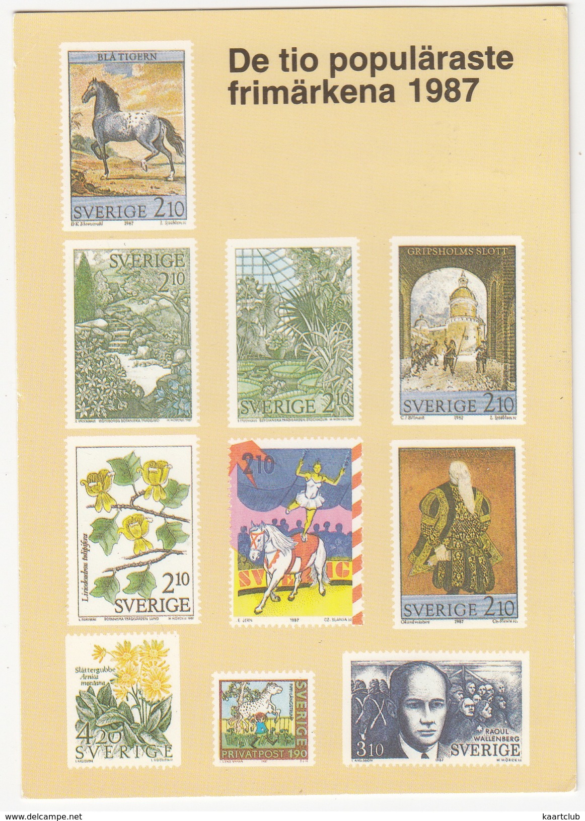 Sweden 1987: De Tio Populäraste Frimärkena 1987 - The Ten Most Popular Swedish Stamps - Postzegels (afbeeldingen)