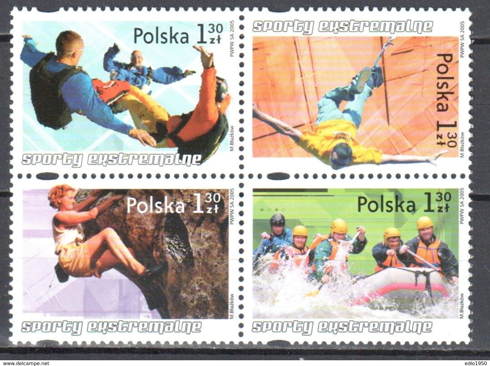 Poland  2005 - Extreme Sports - Mi.4176-79 - Block Of 4 - MNH (**) - Unused Stamps