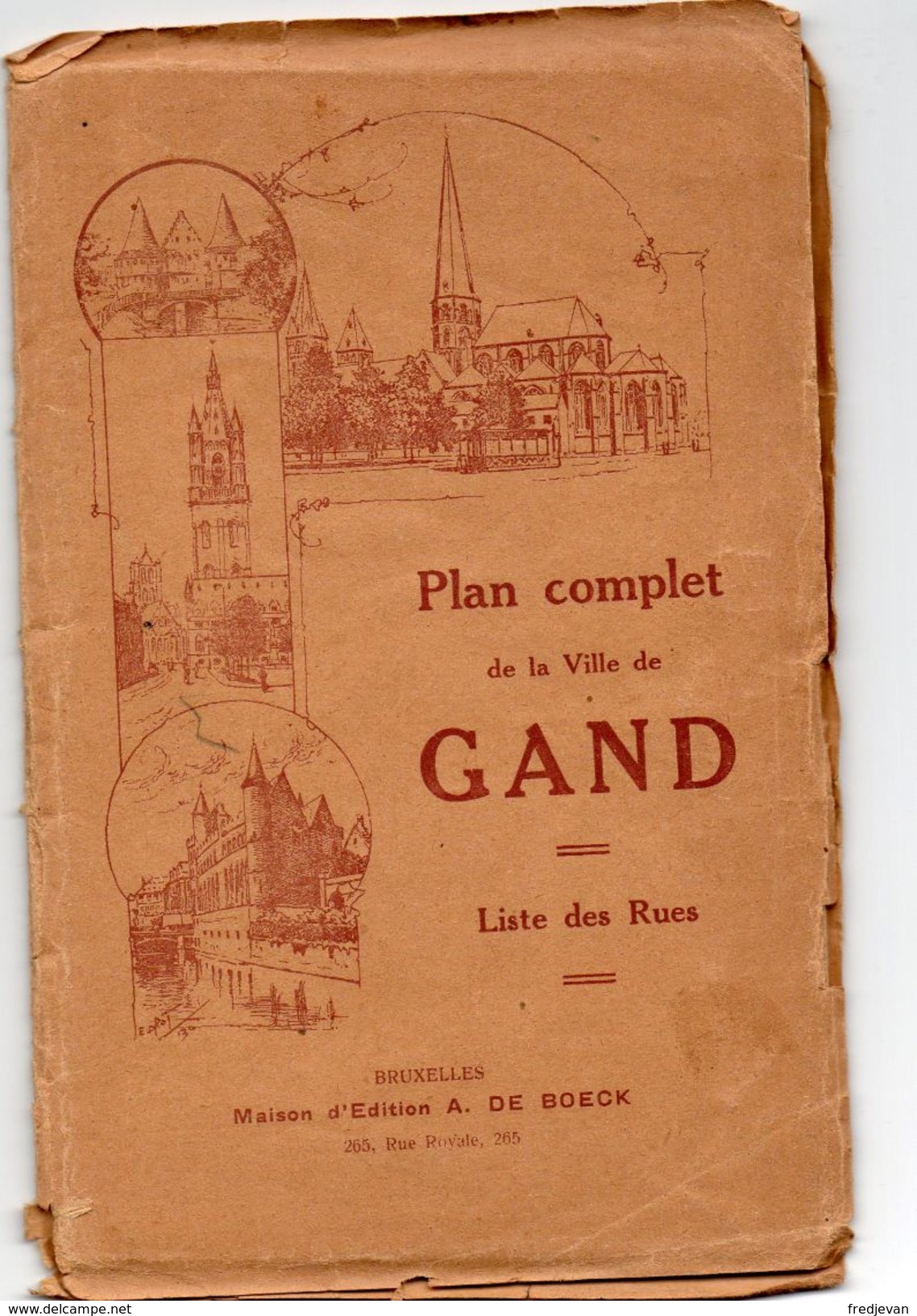 Oude Wegenkaart Gent - Plan Complet De La Ville De Gand - Cartes Routières