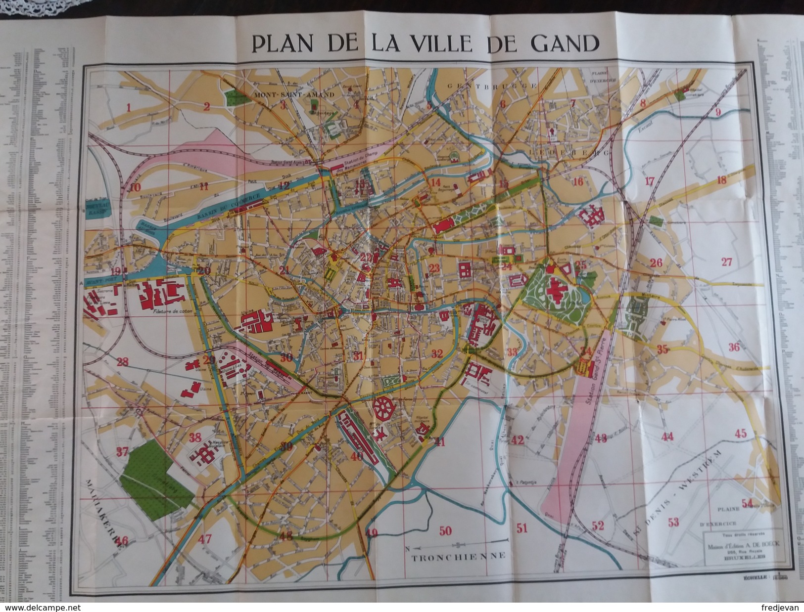 Oude Wegenkaart Gent - Plan Complet De La Ville De Gand - Cartes Routières