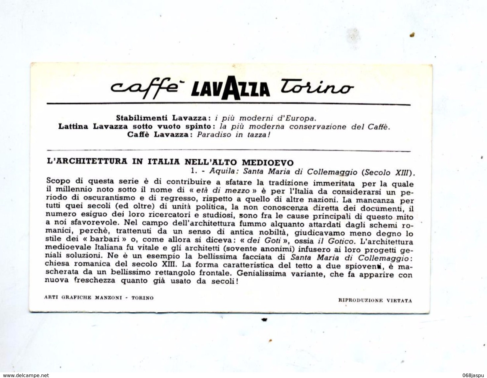 Chromo Italie Cafe Lavazza Aquila - Autres & Non Classés