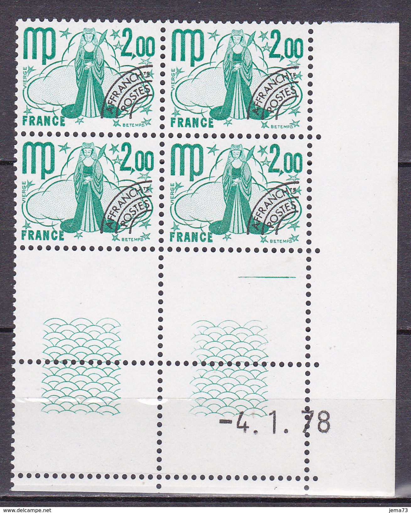 N° 153 Préoblitérés Signes Du Zodiaque: Vierge:  Bloc Coins Datés  4.1.78 Neuf Impeccable - Precancels