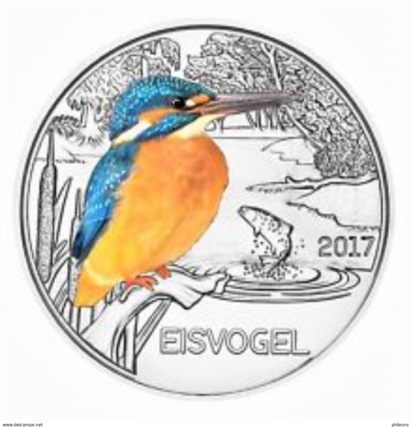 Autriche 2017 : 3€ 'Martin-Pêcheur' ('Eisvogel') Colorisée - Disponible En France - Autriche