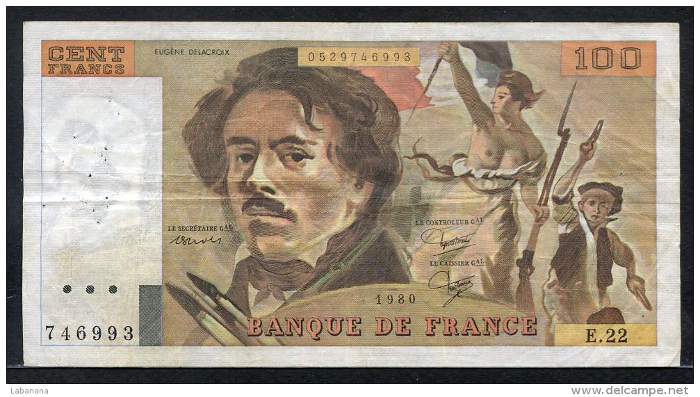 250-France Billet De 100 Francs 1980 E22 - 100 F 1978-1995 ''Delacroix''