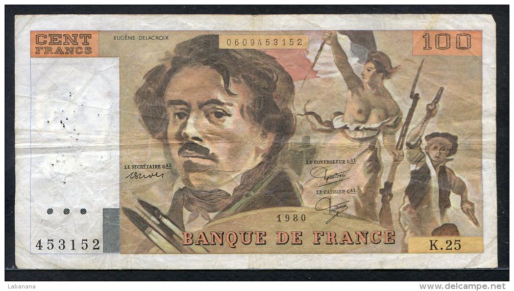 250-France Billet De 100 Francs 1980 K25 - 100 F 1978-1995 ''Delacroix''