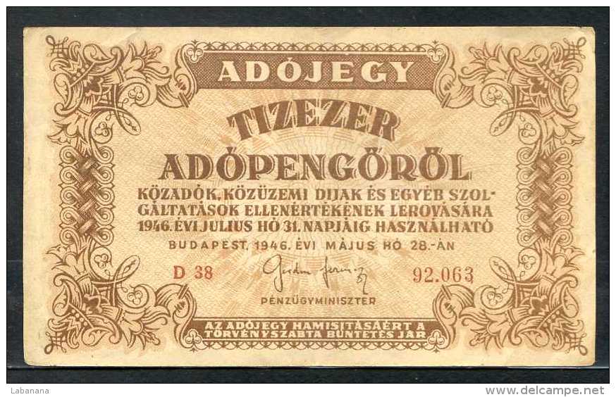 283-Hongrie Ministère Des Finances Billet De 10 000 Adopengo 1946 D38 - Hungary