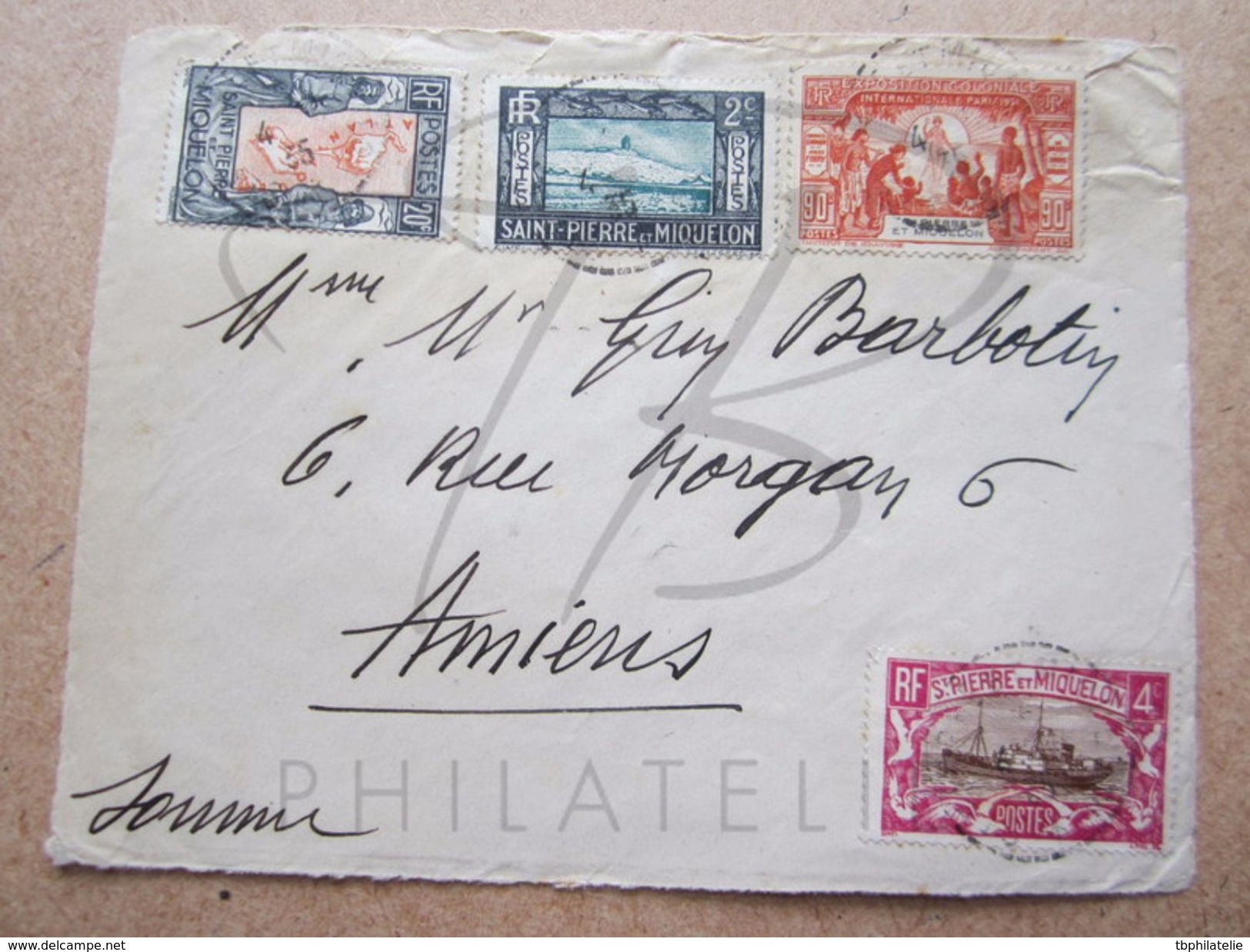 VEND TIMBRES DE SAINT-PIERRE ET MIQUELON N° 134 + 137 + 138 + 142 , SUR FACADE !!! - Briefe U. Dokumente