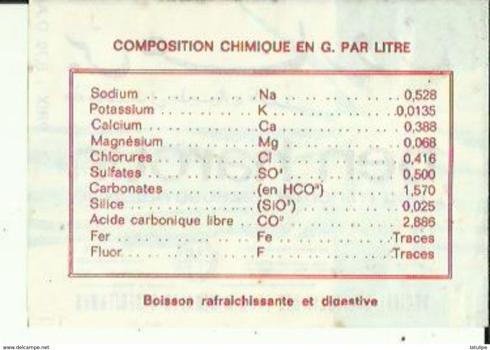 Fiche-Etiquette De Publicité De Ben-Haroun_Eau Minerale Gazeuse Naturelle De Sté Nationale Des Eaux Algeriennes Voir Sca - Werbung