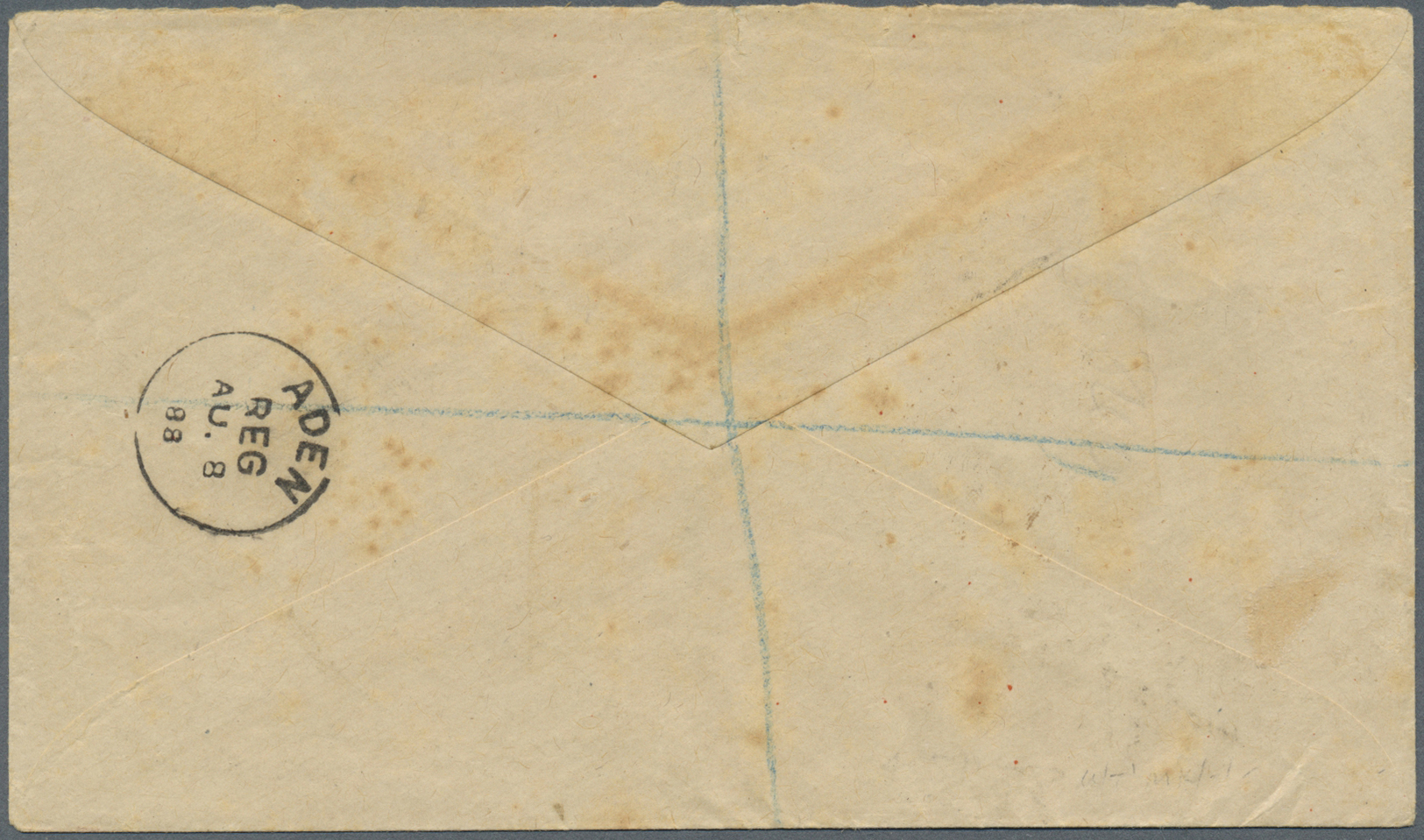Br Aden: 1888 Registered Telegram, Printed By 'The Eastern Telegraph Company', Used From Aden To Mauritius, Franked With - Yémen