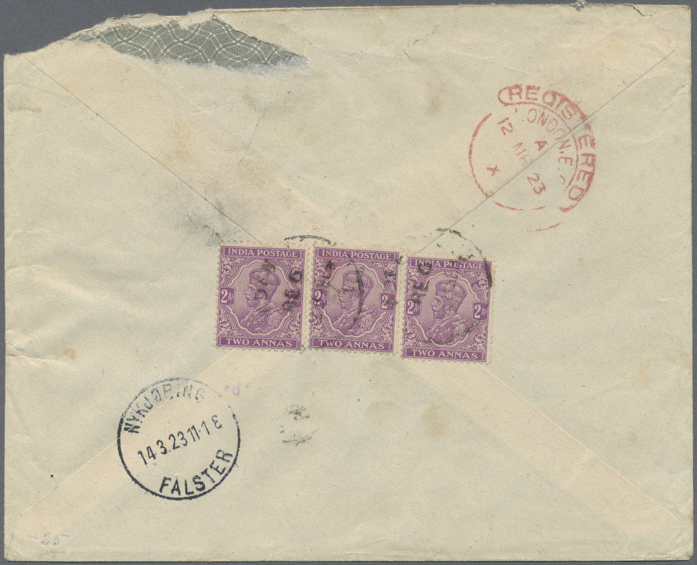 Br Aden: 1923 Illustrated 'Aden Tobacco Company' Cover Sent Registered To Denmark Via London, Franked On Reverse By Indi - Yémen