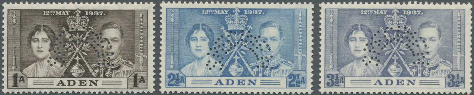 * Aden: 1937, Coronation Issue Complete Set Perforated SPECIMEN, Mint Very Lightly Hinged, SG. £ 160 - Yemen