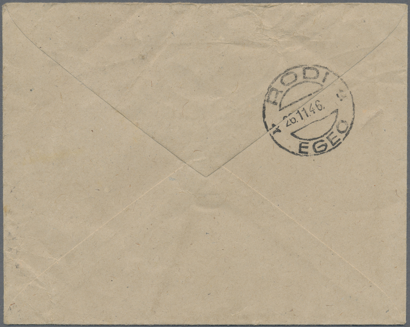 Br Aden: 1946: Cover From The P.M.G. Aden (Aden P&T Dept. Envelope) To The Controller Of Posts, Dodecanese, B.M.A. Frank - Yemen