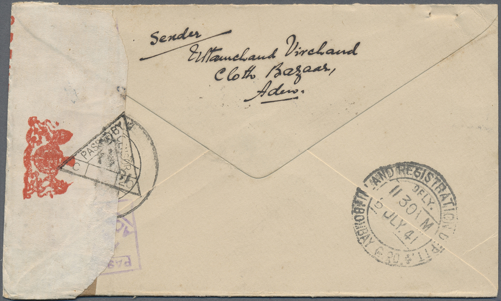 GA Aden: 1951. Registered Air Mail Postal Stationery Envelope 'one Anna' Brown Upgraded With SG 20, 2a Brown (2) Tied By - Yemen