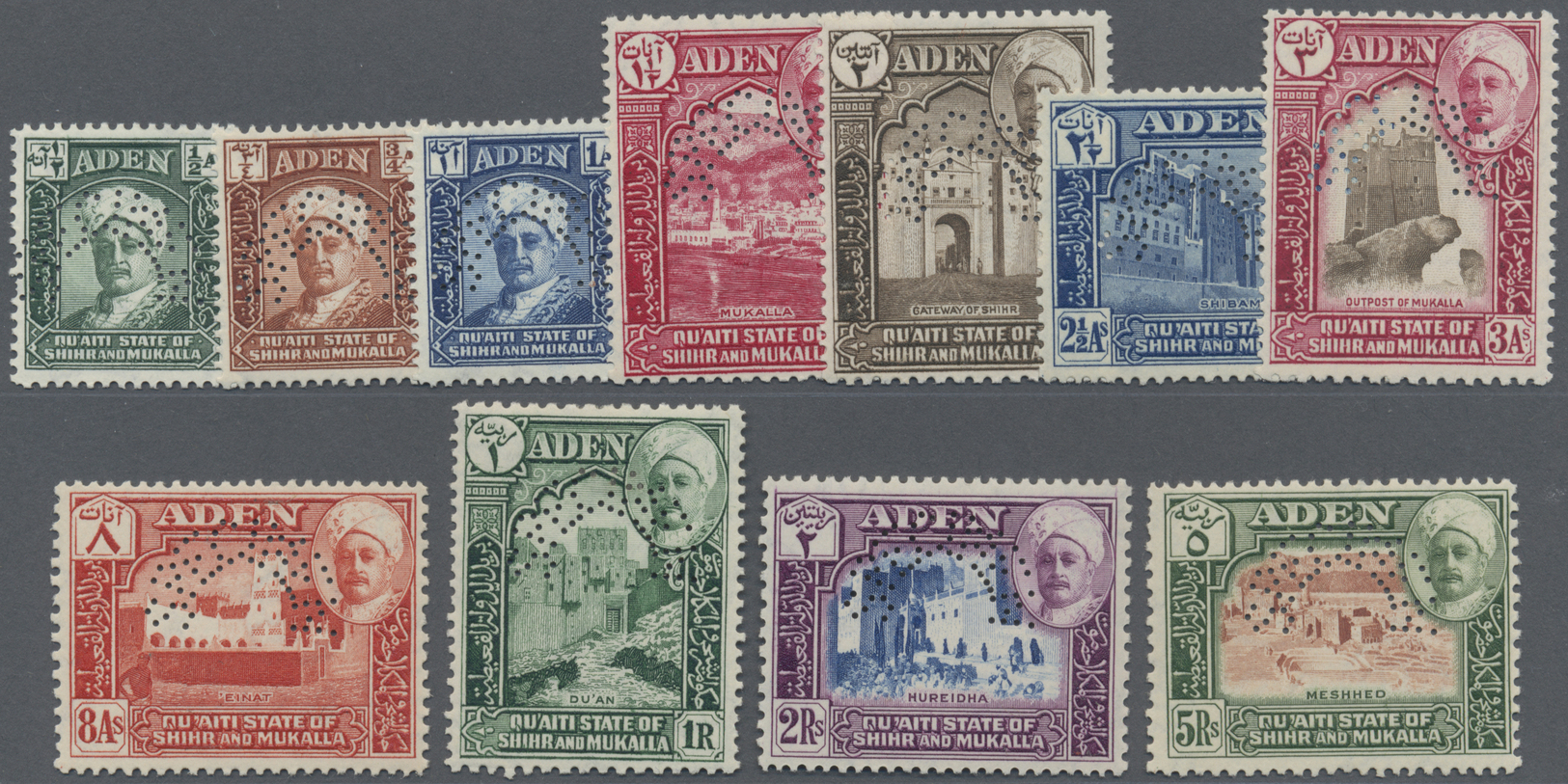 * Aden - Qu'aiti State In Hadhramaut: 1942, Definitives Sultan Of Shihr And Mukalla And Country Impressions Complete Set - Yémen