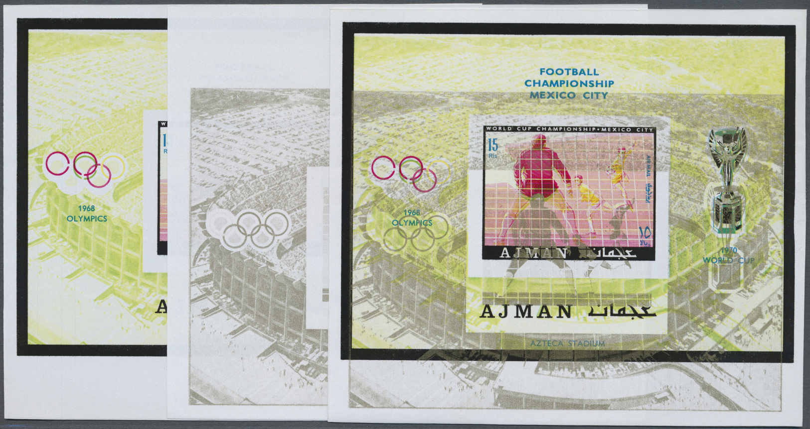 ** Adschman / Ajman: 1970, Ajman, Soccer World Championchip Mexico. Extraordinary Collective, Progressive Color Proofs ( - Ajman