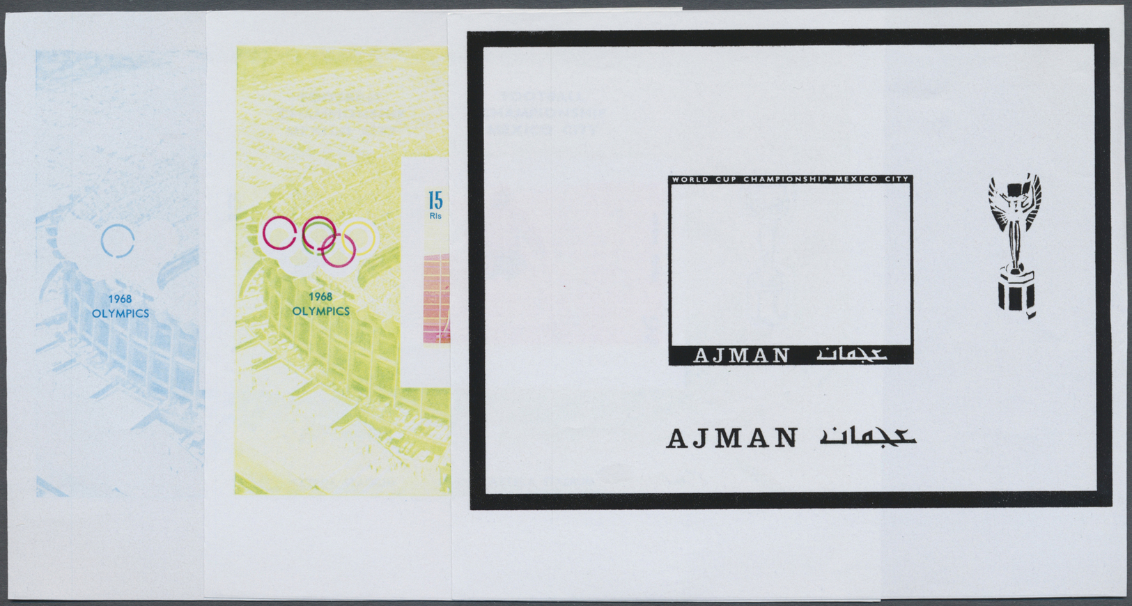 ** Adschman / Ajman: 1970, Ajman, Soccer World Championchip Mexico. Extraordinary Collective, Progressive Color Proofs ( - Ajman