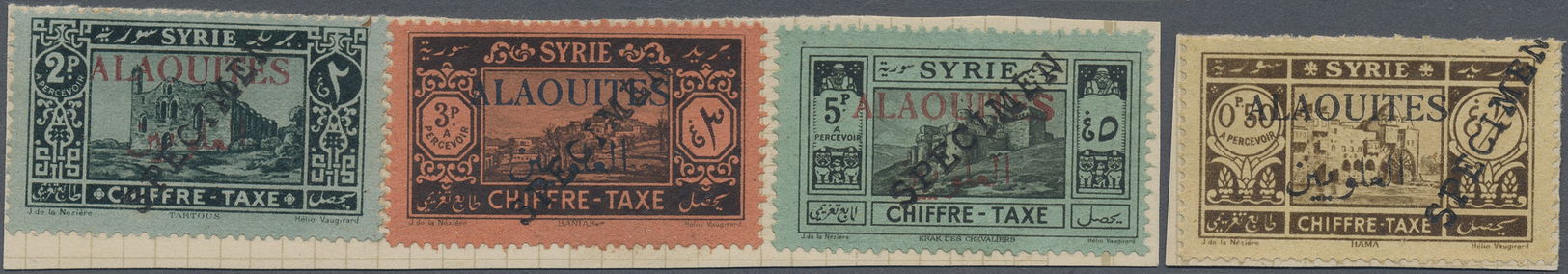 Alawiten-Gebiet - Portomarken: 1925, Postage Due Issue Four Values Tied By U.P.U. Oneliner "SPECIMEN" In Black, Mounted - Autres & Non Classés