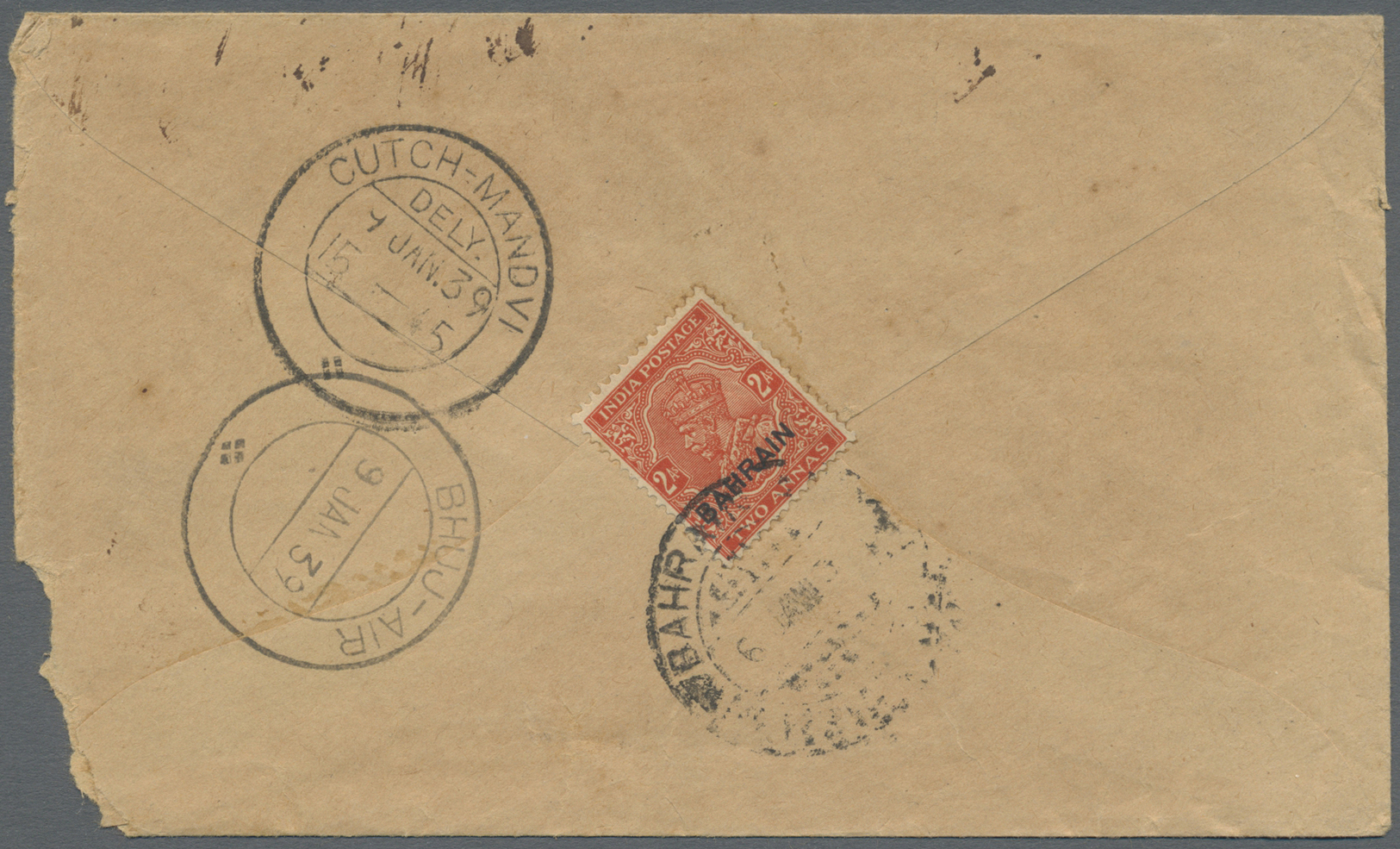 Br Bahrain: 1932-39: Four Covers From Bahrain To Cutch-Mandvi, India, With 1932 Cover Franked India (un-overprinted) KGV - Bahreïn (1965-...)