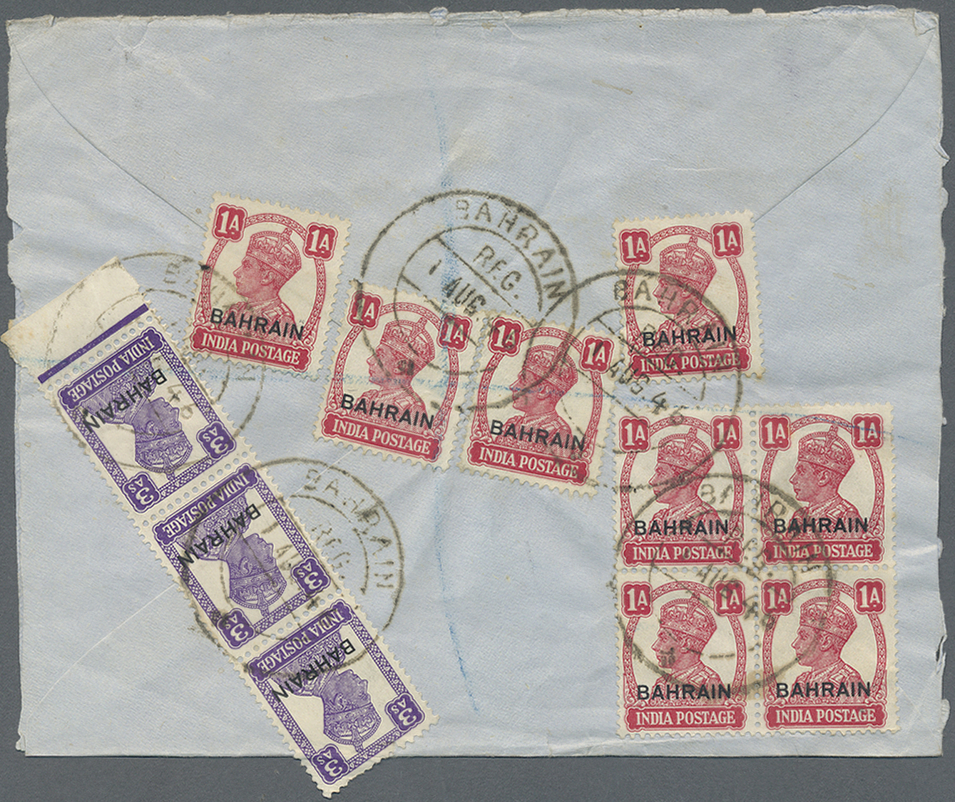 Br Bahrain: BAHRAIN 1946. Registered Air Mail Envelope (opened On Three Sides For Display) Addressed To London Bearing S - Bahreïn (1965-...)