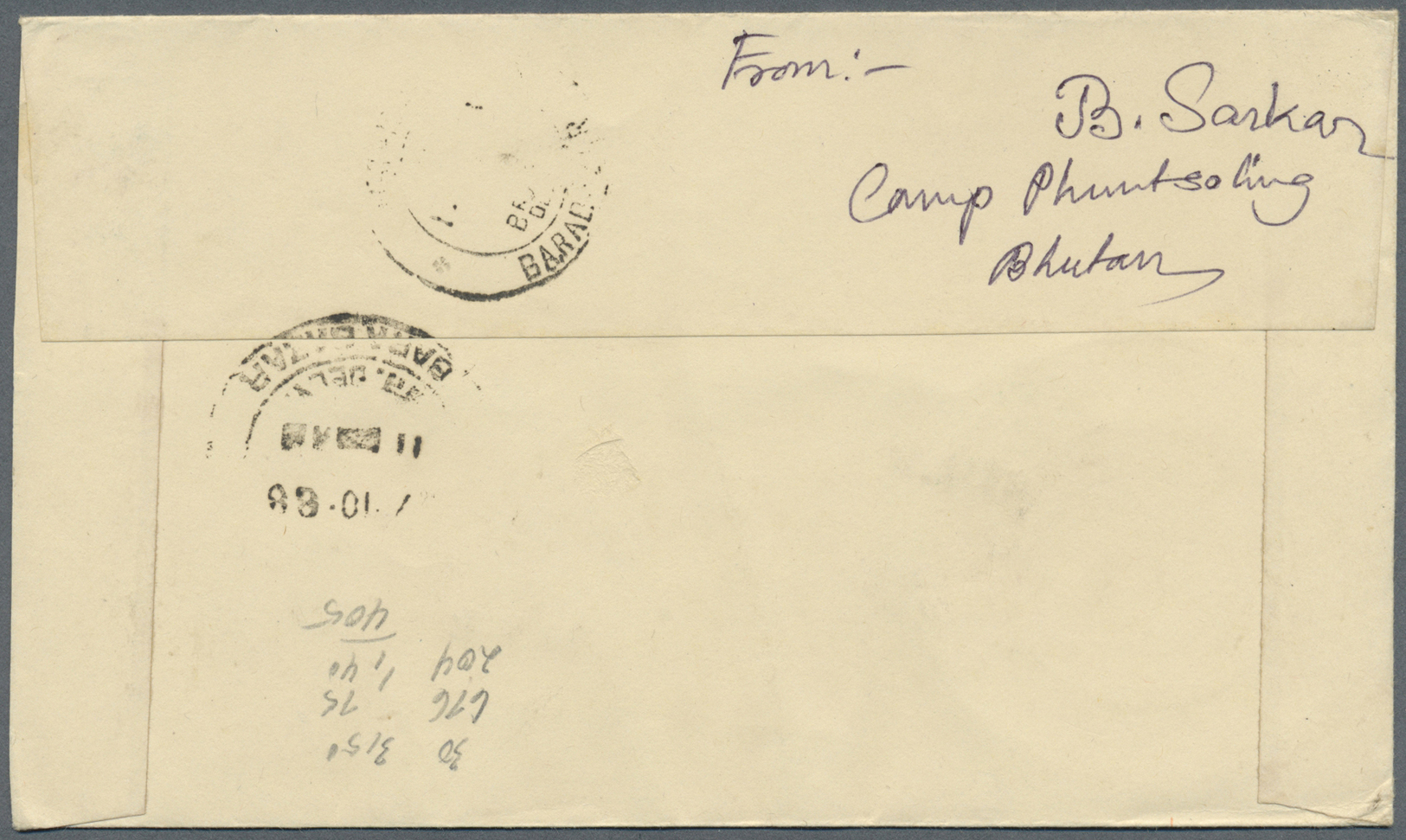 Br Bhutan: 1964/68, 11 Dif. Stamps With One 3D Stamp On 2 Registered Covers From "CAMP PHUNSHOLING" Sent To Calcutta, Re - Bhoutan