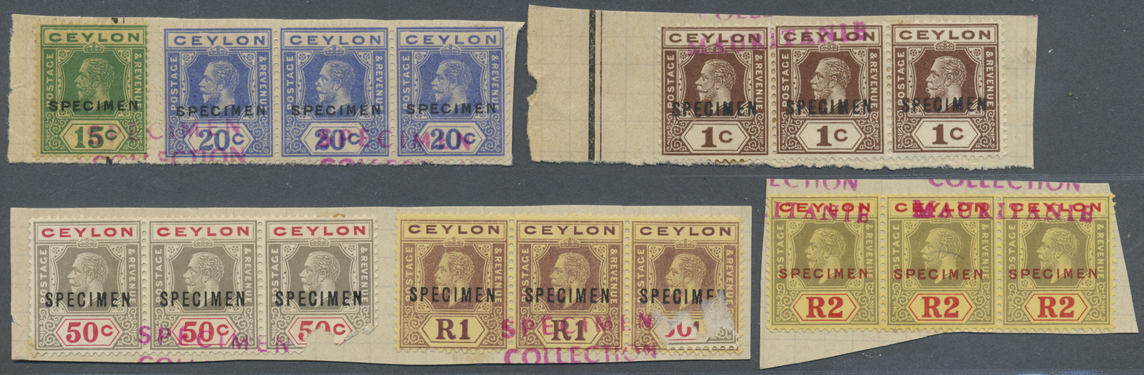 */ Ceylon / Sri Lanka: 1911, King George V 1c, 3c (two Diff.), 6c, 15c (two Diff.), 20c, 30c, 50c, R1 And R2, Three Copi - Sri Lanka (Ceylan) (1948-...)